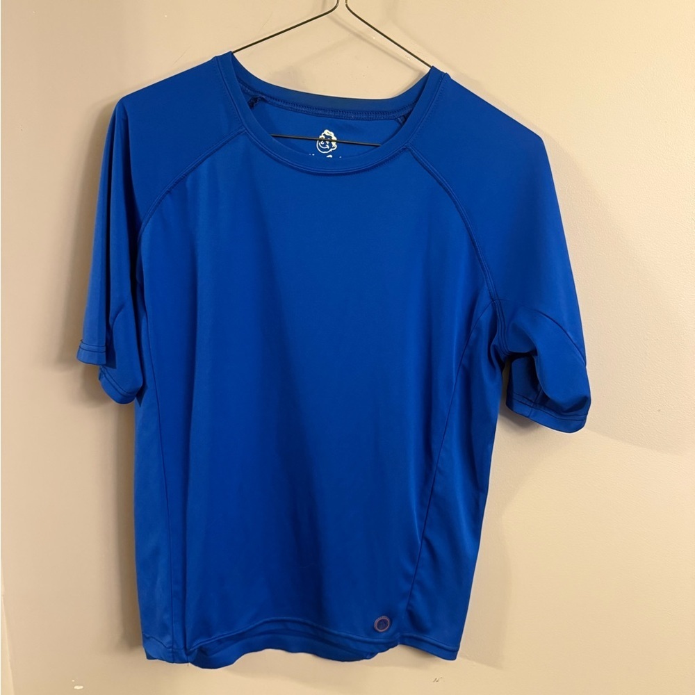 Mr Swim Blue Rash Guard Swim Top Short Sleeve UPF Beach Pool Shirt Size Medium